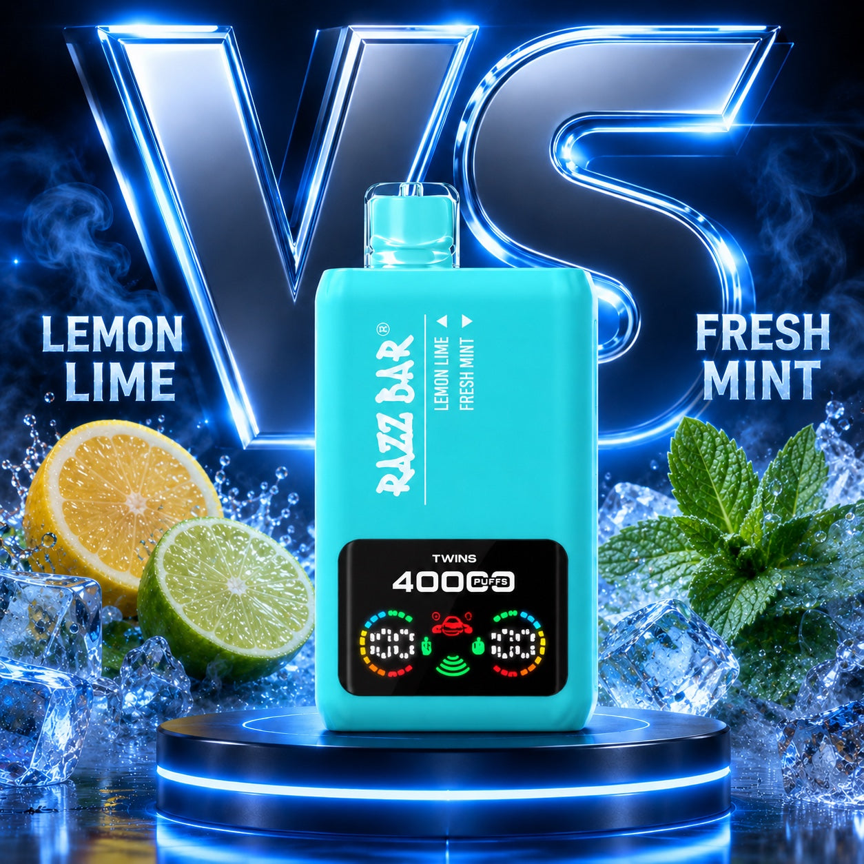 `Razz Bar 40000 Puffs X2 sabor Lemon Lime y Fresh Mint` |