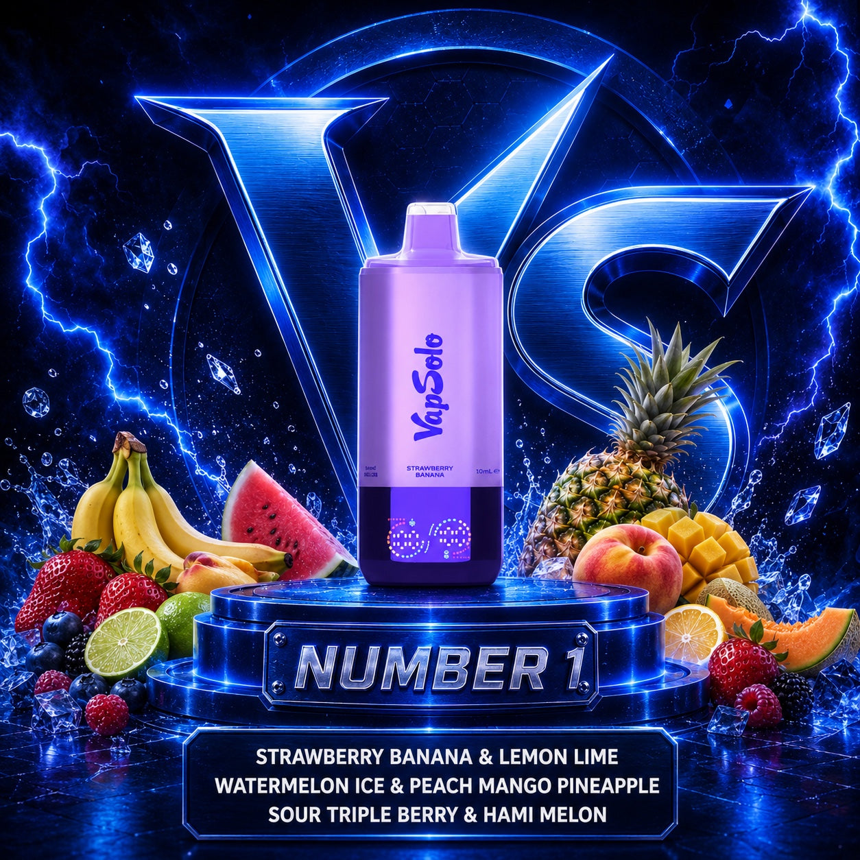 Vapsolo Sixer 180K Puffs vape desechable sabor Strawberry Banana, Lemon Lime, Watermelon Ice, Peach Mango Pineapple, Sour Triple Berry y Hami Melon