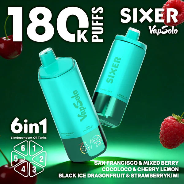 VAPSOLO SIXER 180k | 6 sabores en 1