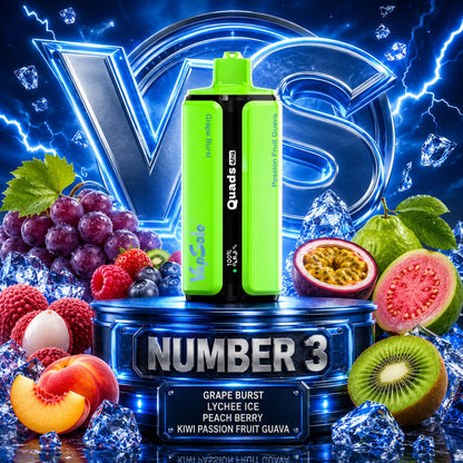 Vapsolo Quads 80K Puffs sabor Grape Burst, Lychee Ice, Peach Berry y Kiwi Passion Fruit Guava
