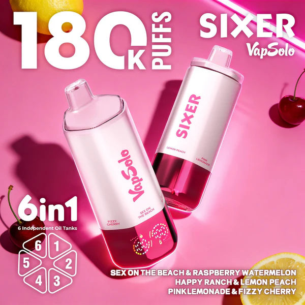VAPSOLO SIXER 180k | 6 sabores en 1