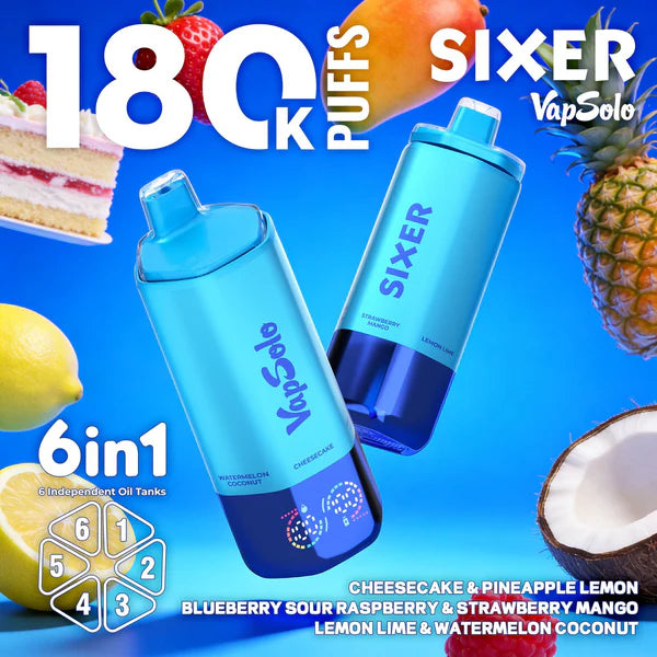 VAPSOLO SIXER 180k | 6 sabores en 1