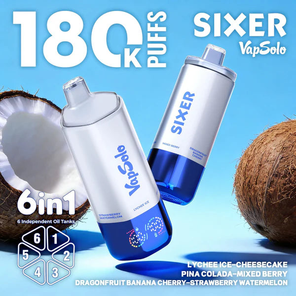 VAPSOLO SIXER 180k | 6 sabores en 1