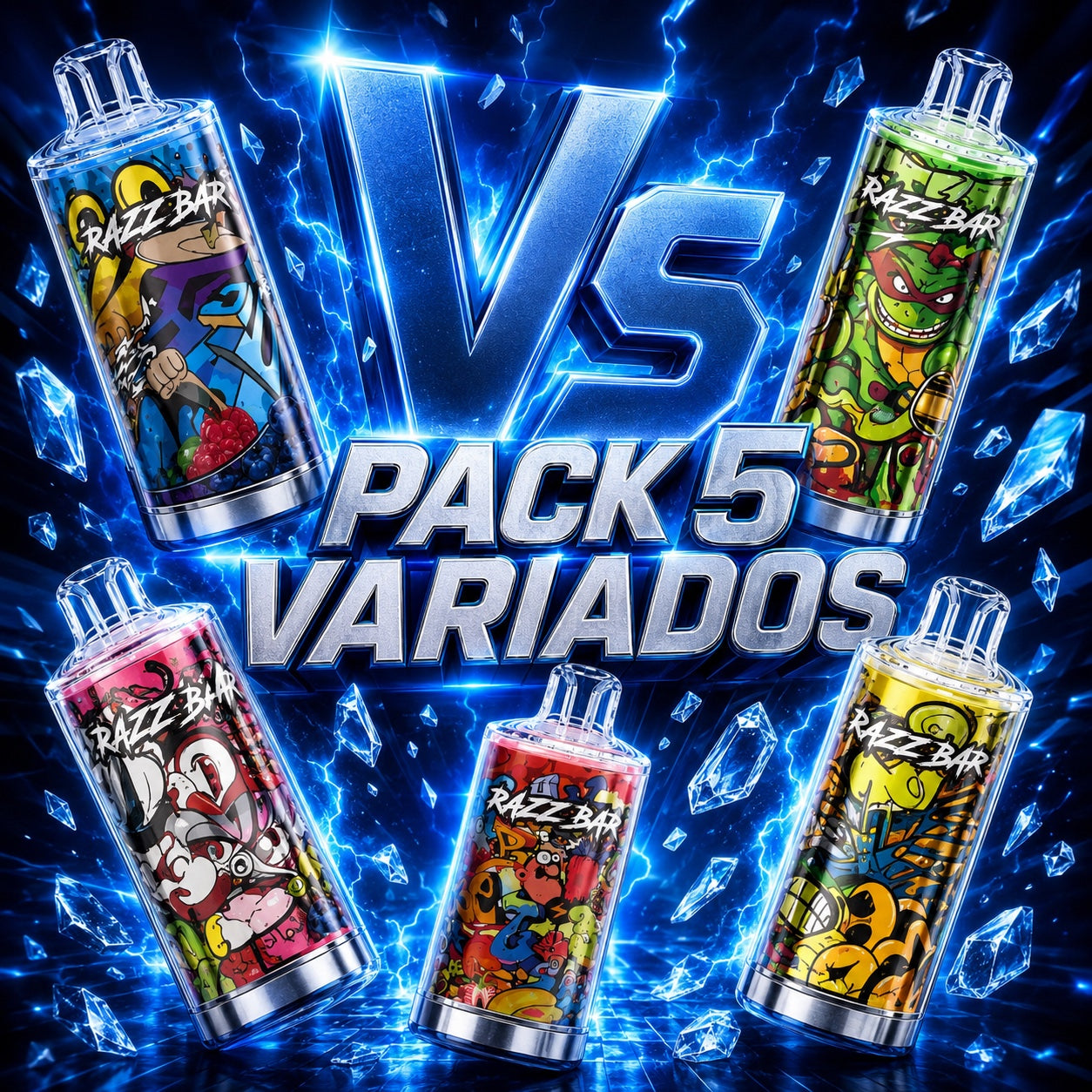 pack variado 5 razzbar vape desechable 60k puffs 
