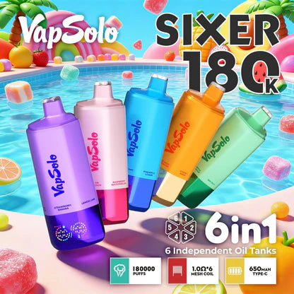 VAPSOLO SIXER 180k | 6 sabores en 1