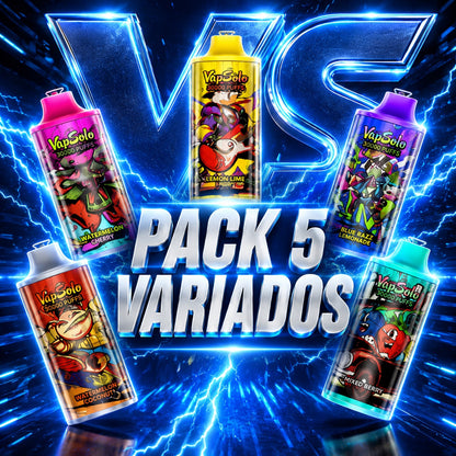 imagen pack 5 variado vapsolo super pro 30k puffs desechables 15 sabores disponibles 