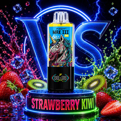 Fizzy Max III Pro 120K Puffs vape desechable 6 en 1 sabor Coco Loco, Strawberry Kiwi y Ice Mint 