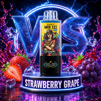 Fizzy Max III Pro 120K Puffs vape desechable 6 en 1 sabor Sex On The Beach, Strawberry Grape y Blackberry Raspberry 