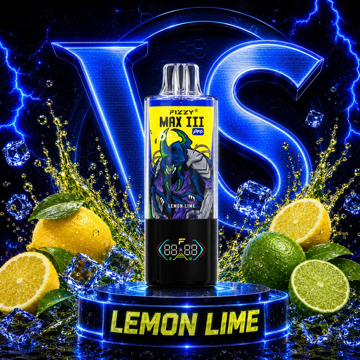  Fizzy Max III Pro 120K Puffs vape desechable 6 en 1 sabor Strawberry Watermelon, Lemon Lime y Blueberry Coconut 