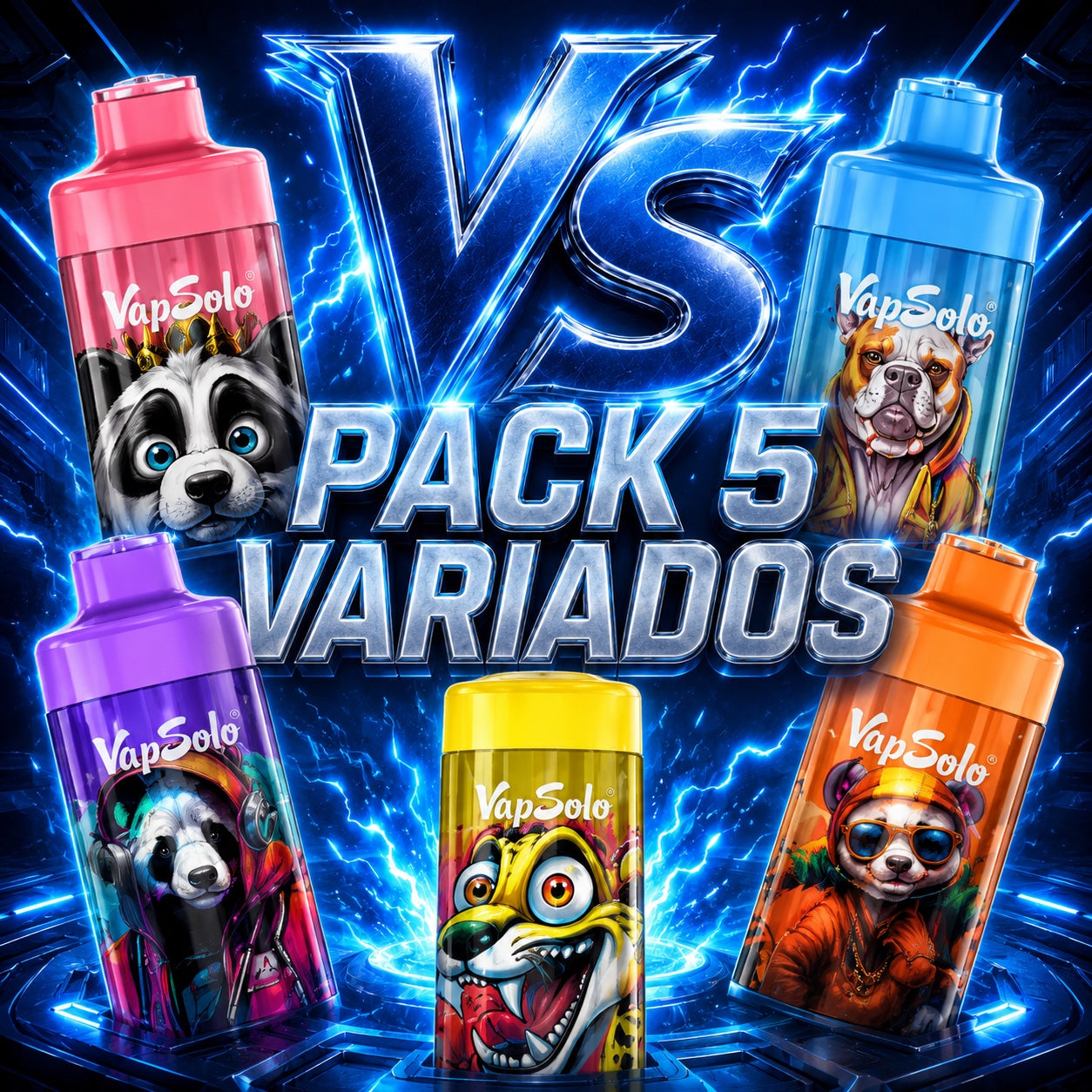 pack 5 variados vapsolo 40k puffs desechables 20 sabores 