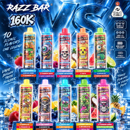 Razz Bar 160K 3 en 1 con todos los sabores disponibles
