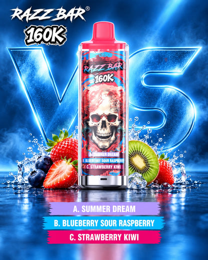 Razz Bar 160K 3 en 1 sabor Summer Dream Blueberry Sour Raspberry y Strawberry Kiwi
