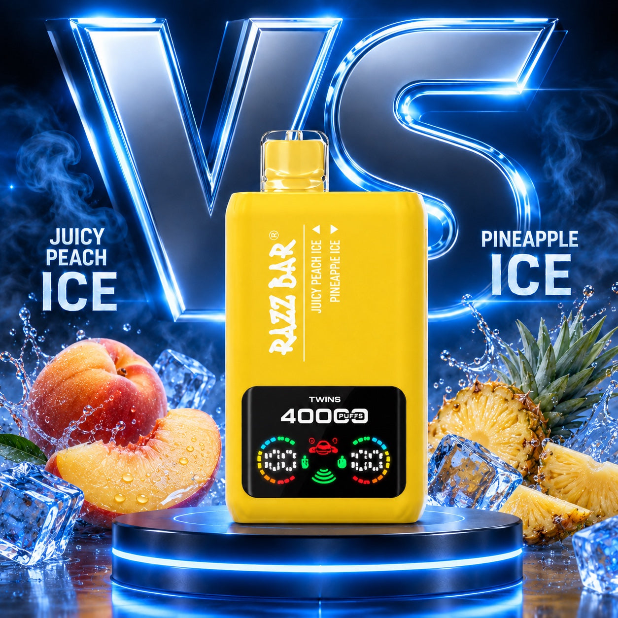 `Razz Bar 40000 Puffs X2 sabor Juicy Peach Ice y Pineapple Ice`   