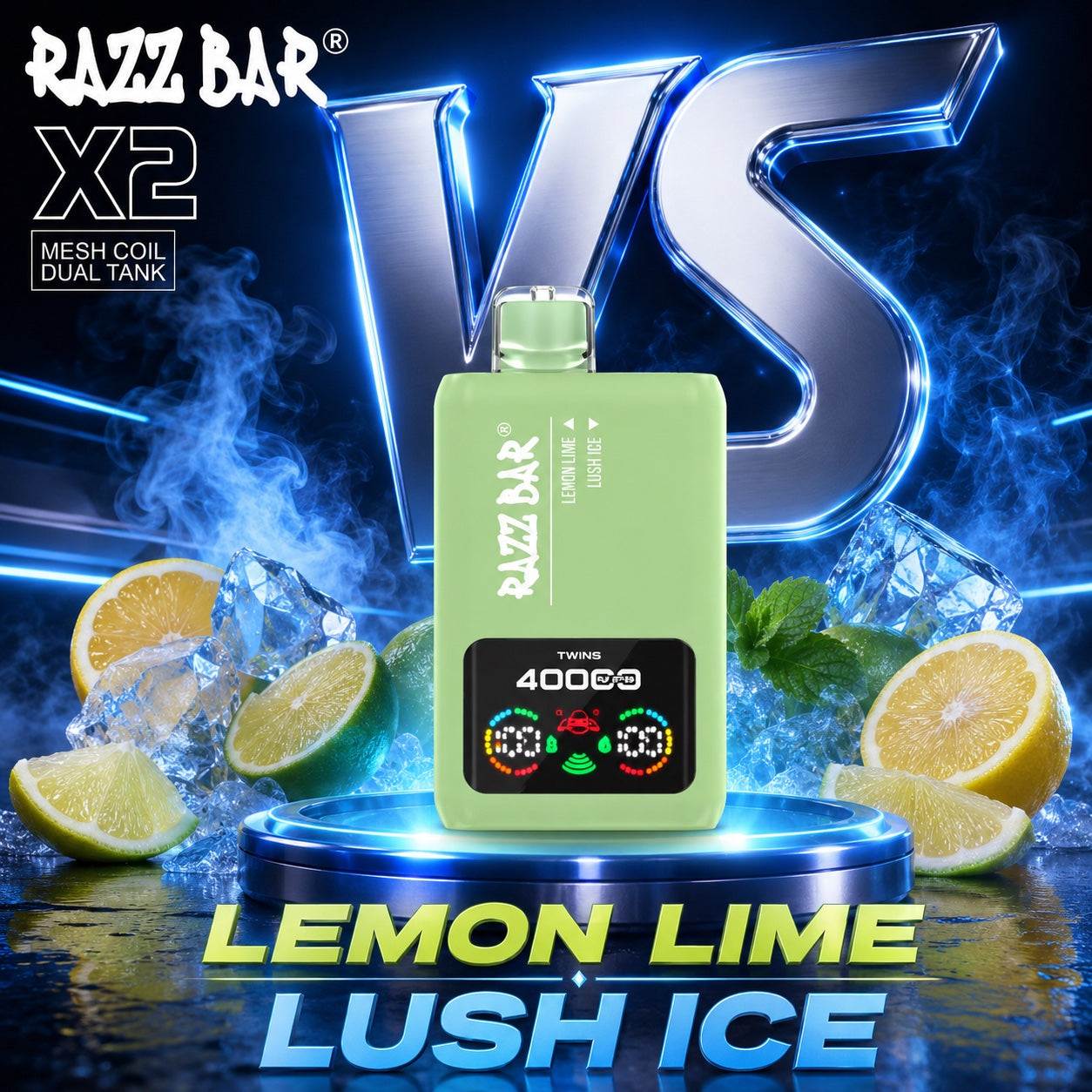  `Razz Bar 40000 Puffs X2 sabor Strawberry Watermelon y Grape Ice` 