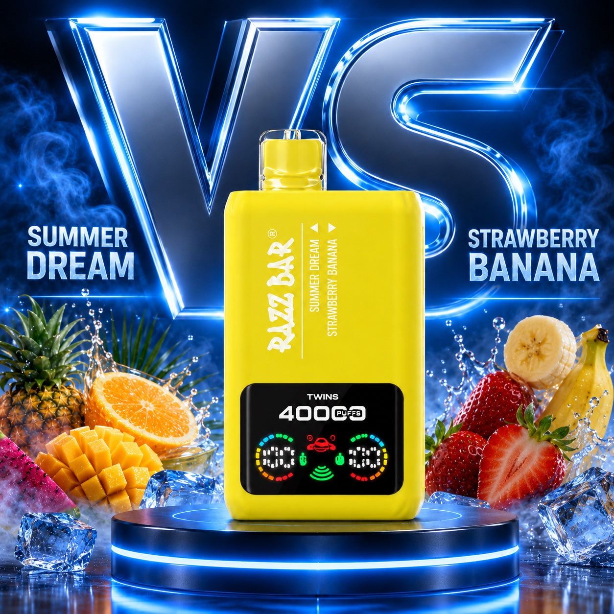  `Razz Bar 40000 Puffs X2 sabor Summer Dream y Strawberry Banana`        