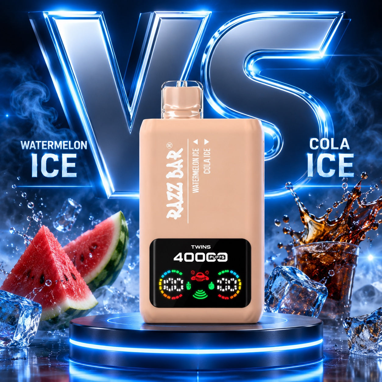  `Razz Bar 40000 Puffs X2 sabor Watermelon Ice y Cola Ice`         