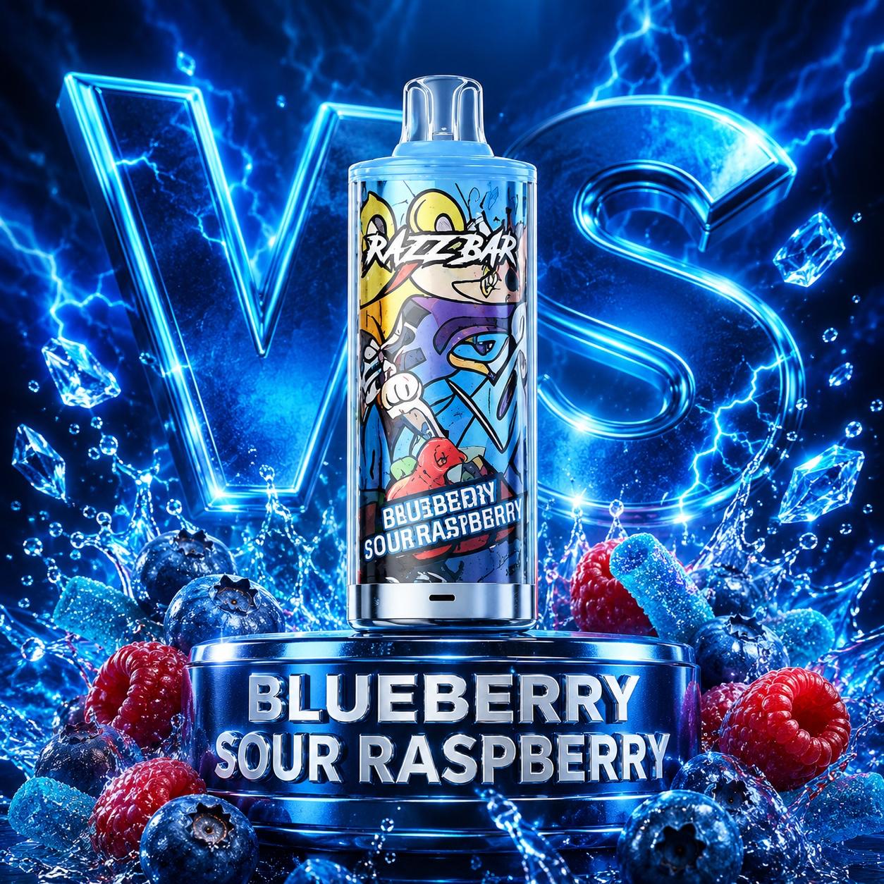 Razzbar 60K vape desechable sabor Blueberry Sour Raspberry
