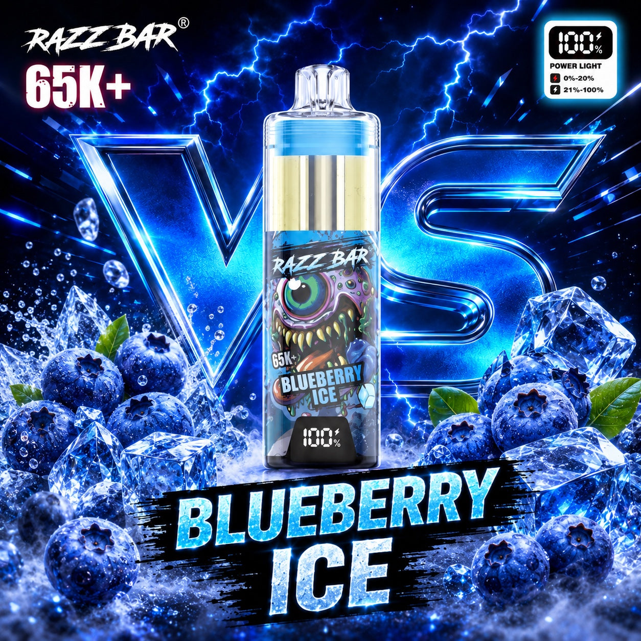 Razzbar 65K Plus Blueberry Ice vaper desechable recargable
