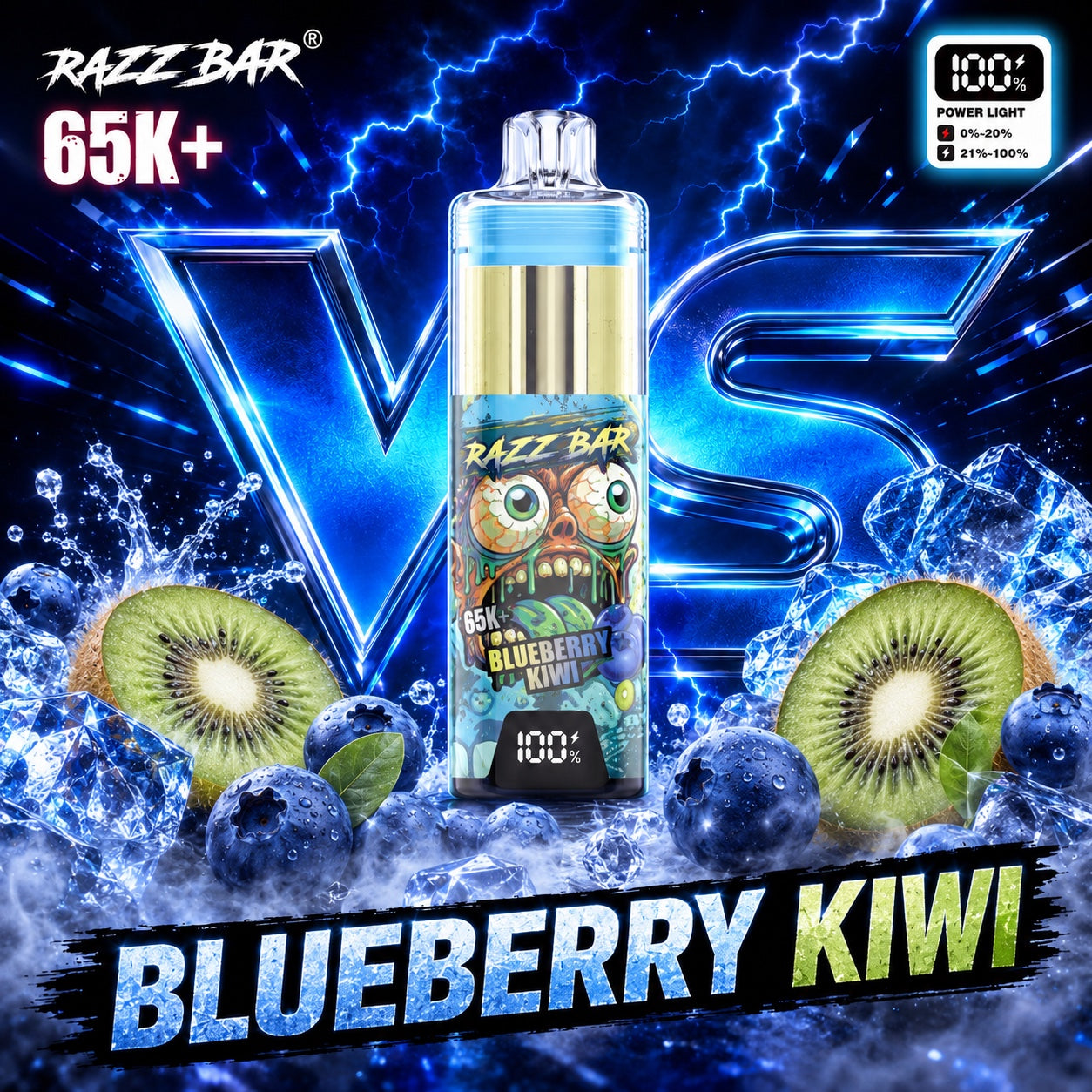 Razzbar 65K Plus Blueberry Kiwi vaper desechable recargable