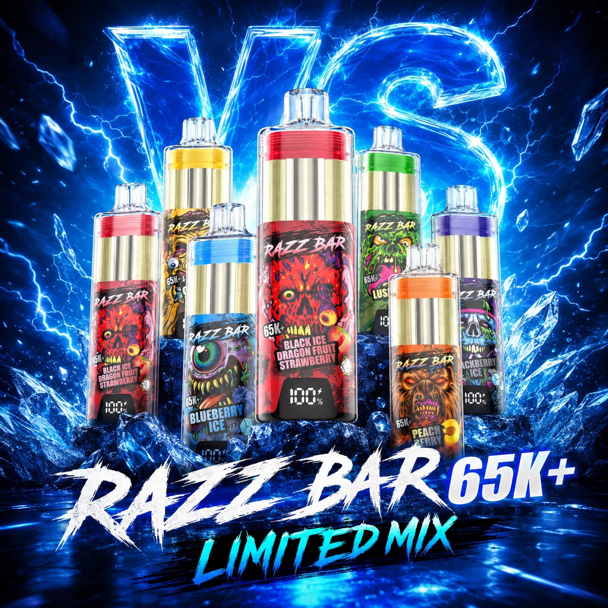 Razzbar 65K Plus Limited Mix vapers desechables recargables con sabores variados