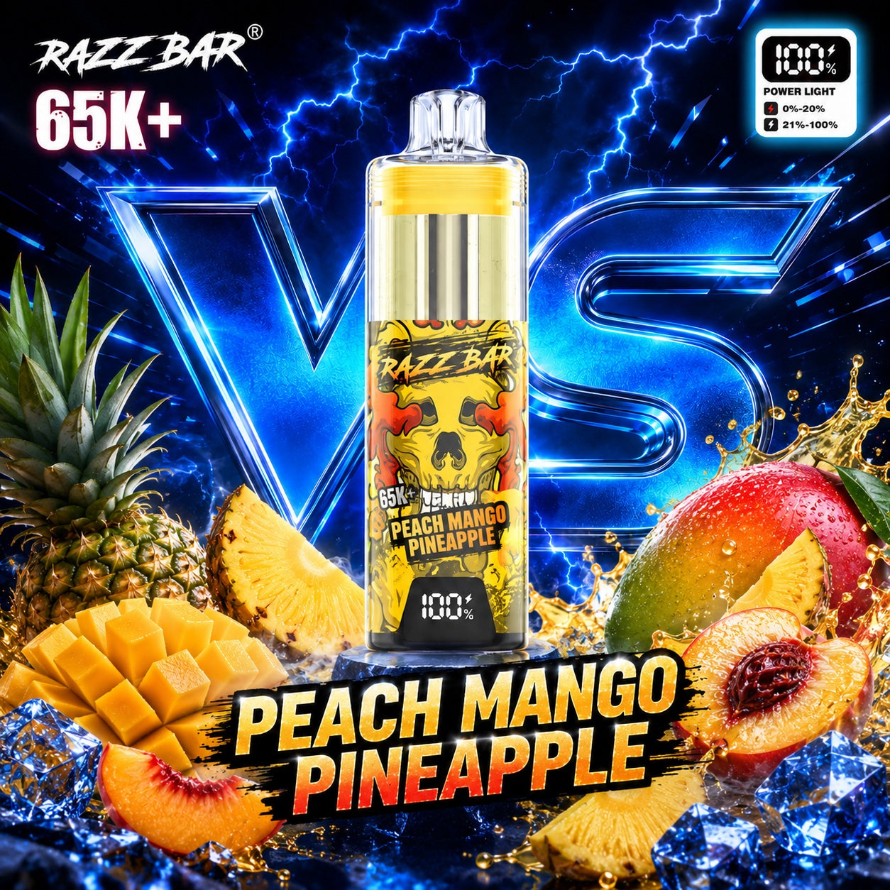 Razzbar 65K Plus Peach Mango Pineapple vaper desechable recargable