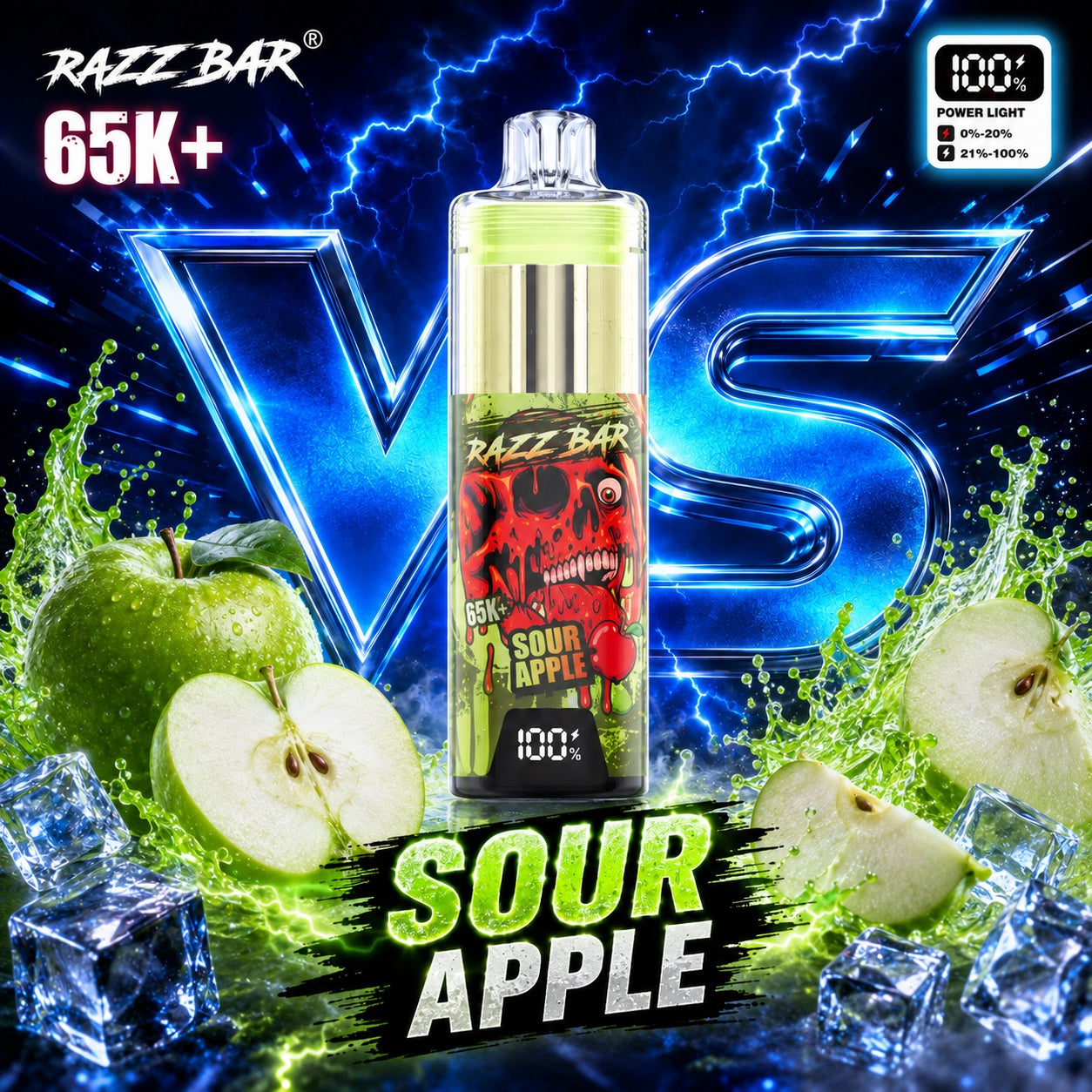 Razzbar 65K Plus Sour Apple vaper desechable recargable