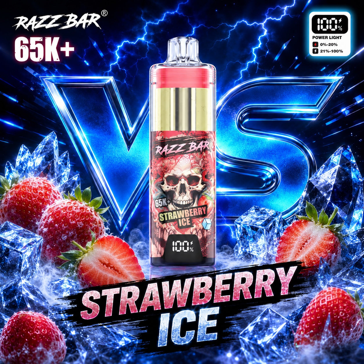 Razzbar 65K Plus Strawberry Ice vaper desechable recargable