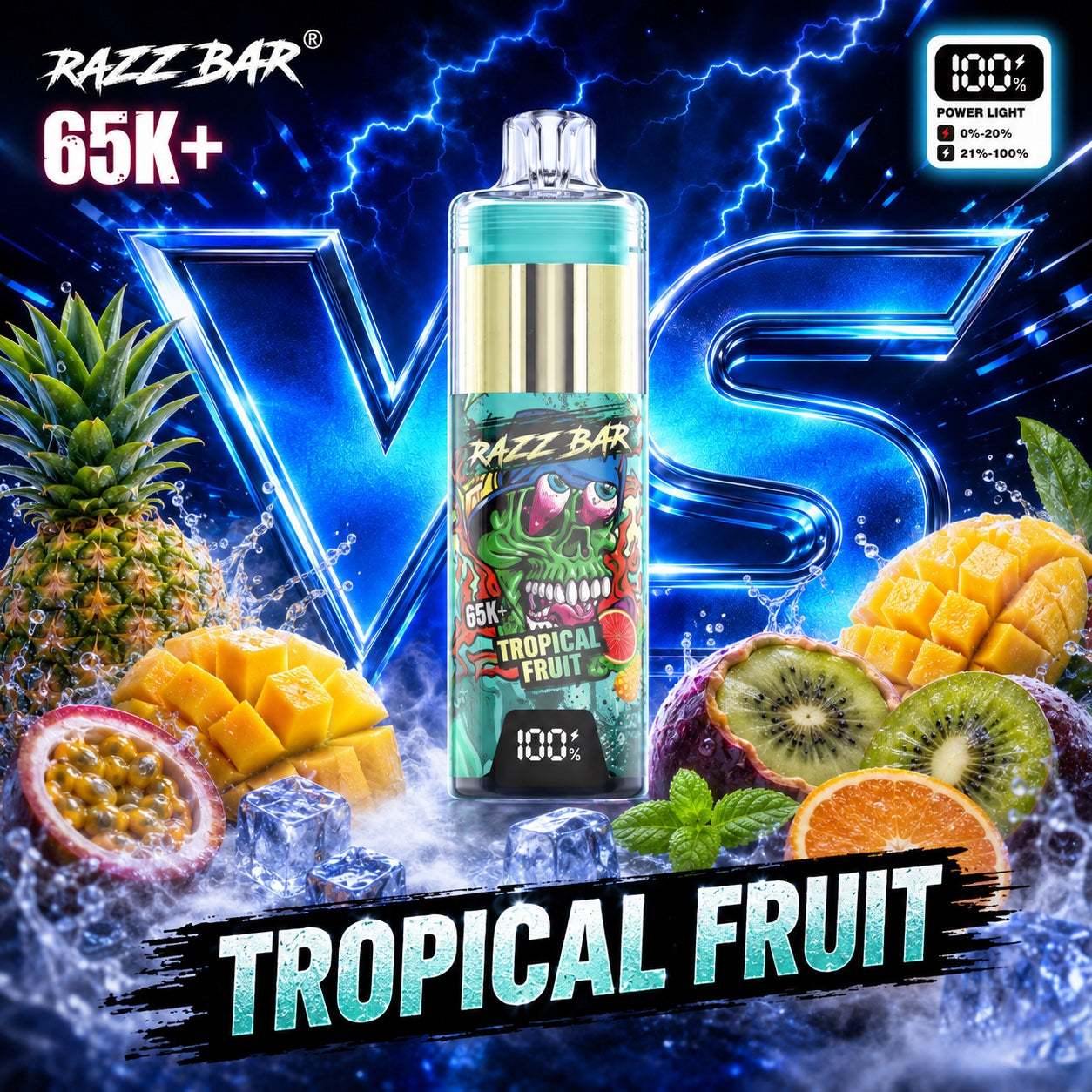 Razzbar 65K Plus Tropical Fruit vaper desechable recargable