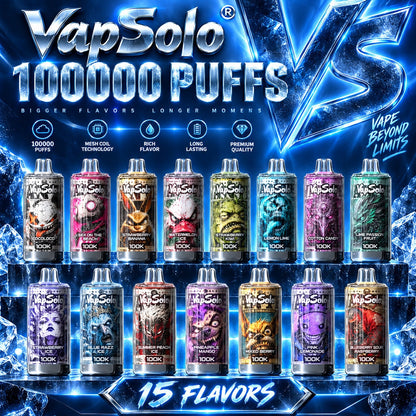     Vapsolo 100K 100000 puffs con 15 sabores disponibles