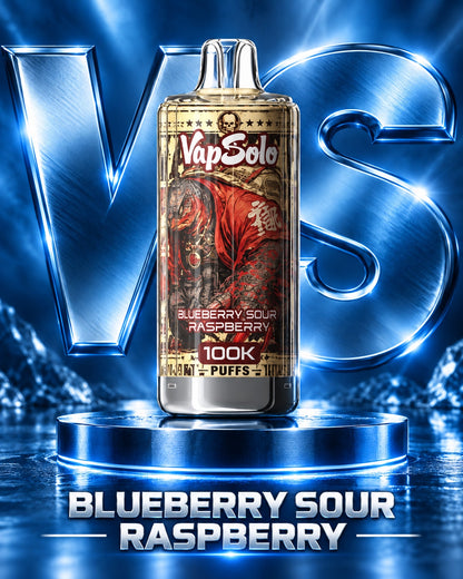 Vapsolo 100K 100000 puffs sabor Blueberry Sour Raspberry