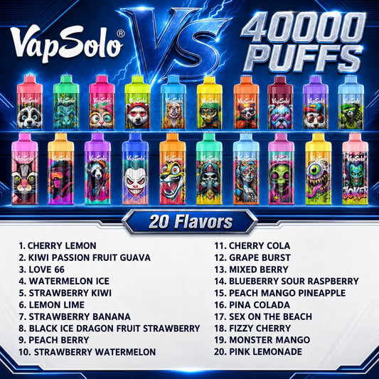 Vapsolo 40K Puffs vape desechable con 20 sabores disponibles