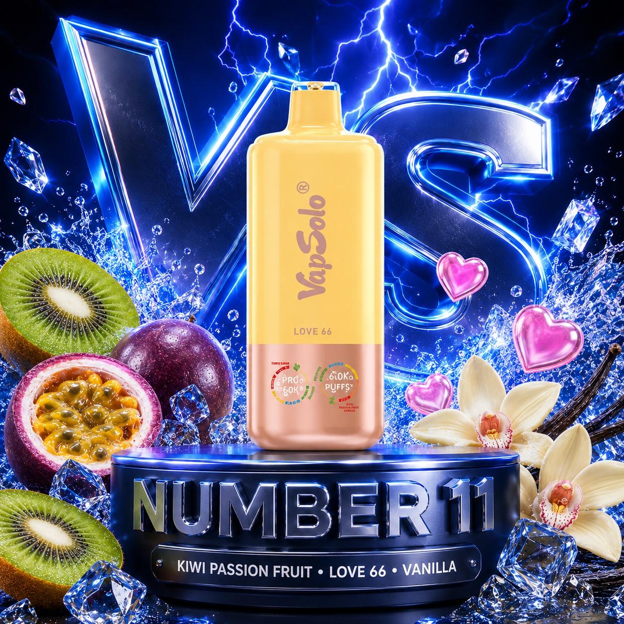 Vapsolo 60K triple sabor Kiwi Passion Fruit Love 66 Vanilla 