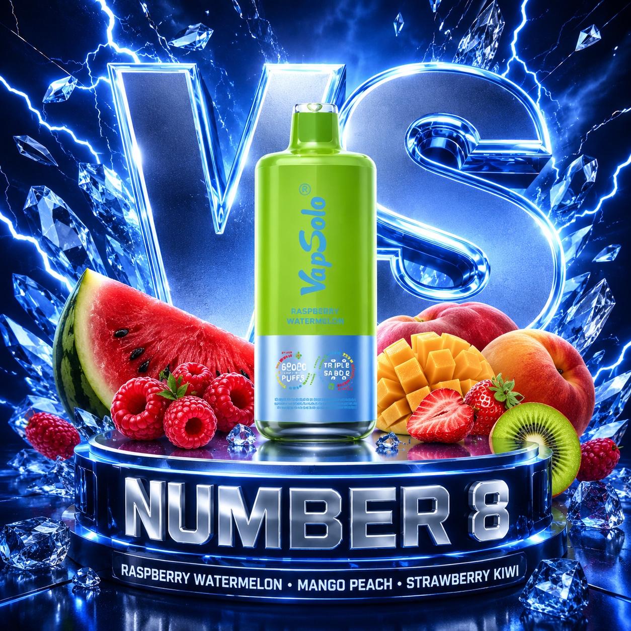 Vapsolo 60K triple sabor Raspberry Watermelon Mango Peach Strawberry Kiwi 