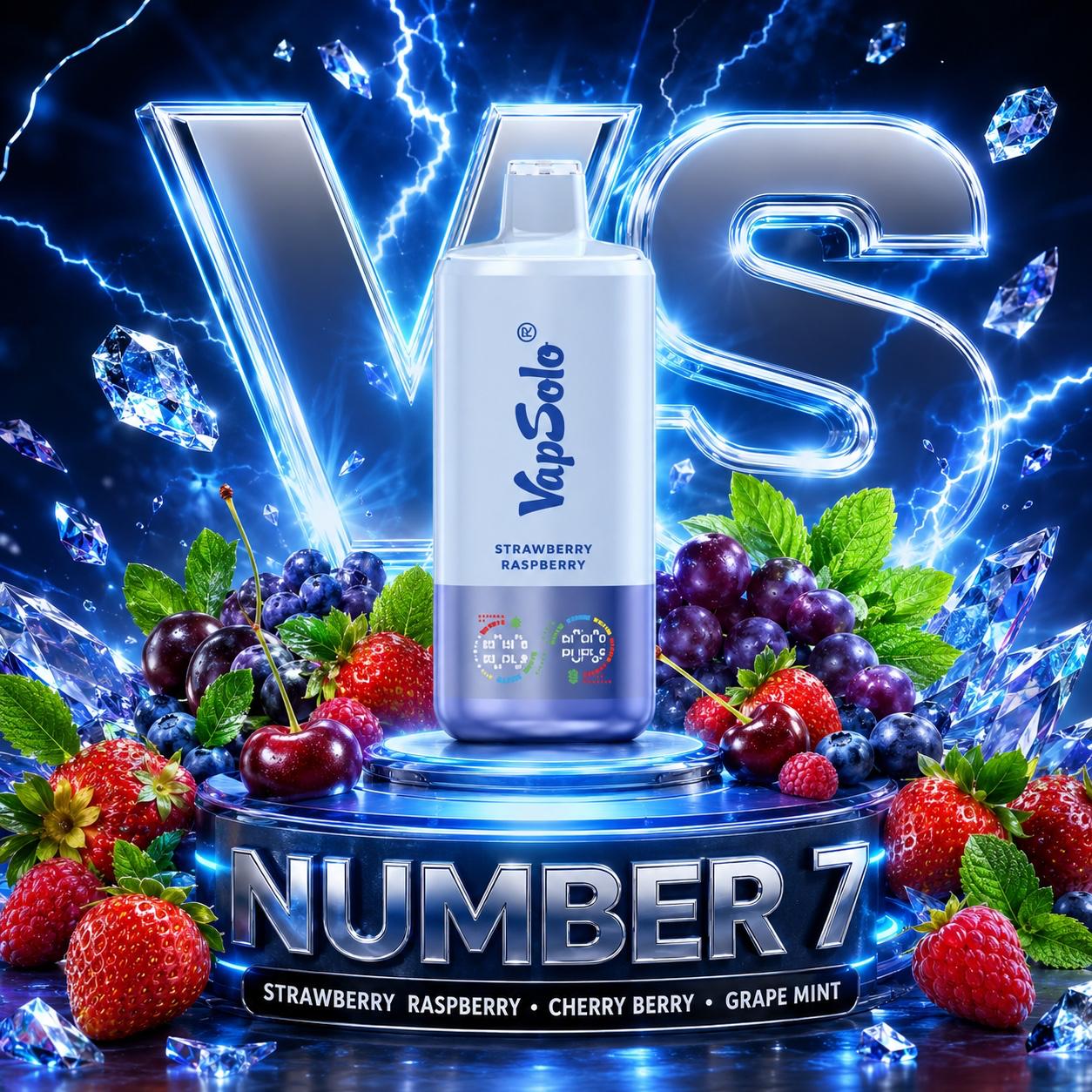 Vapsolo 60K triple sabor Strawberry Raspberry Cherry Berry Grape Mint 