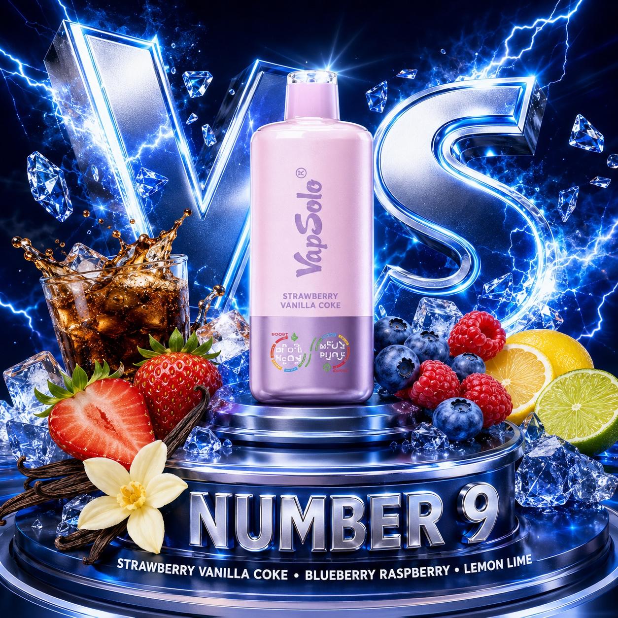 Vapsolo 60K triple sabor Strawberry Vanilla Coke Blueberry Raspberry Lemon Lime 