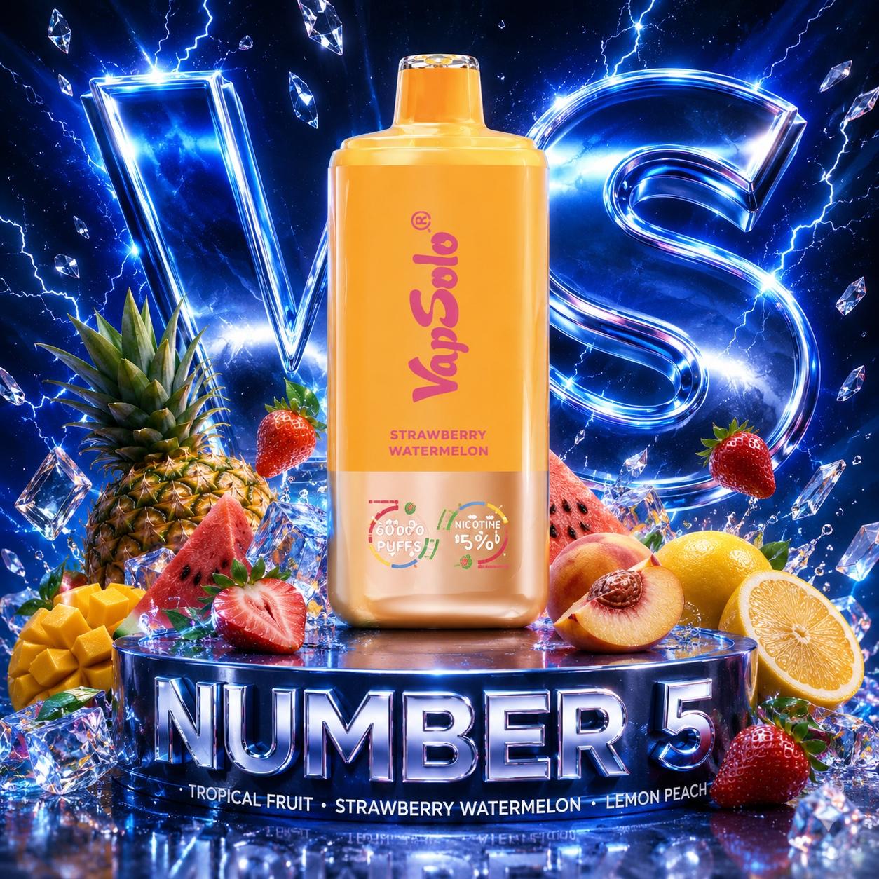  Vapsolo 60K triple sabor Tropical Fruit Strawberry Watermelon Lemon Peach 