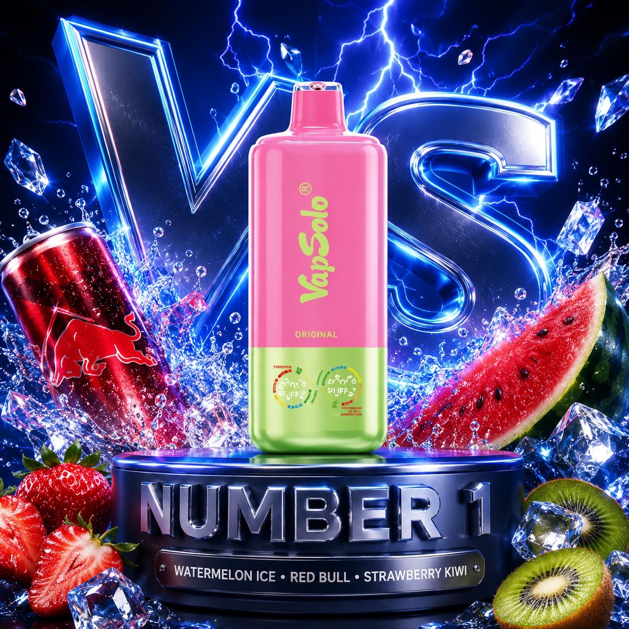 Vapsolo 60K triple sabor Watermelon Ice Red Bull Strawberry Kiwi 