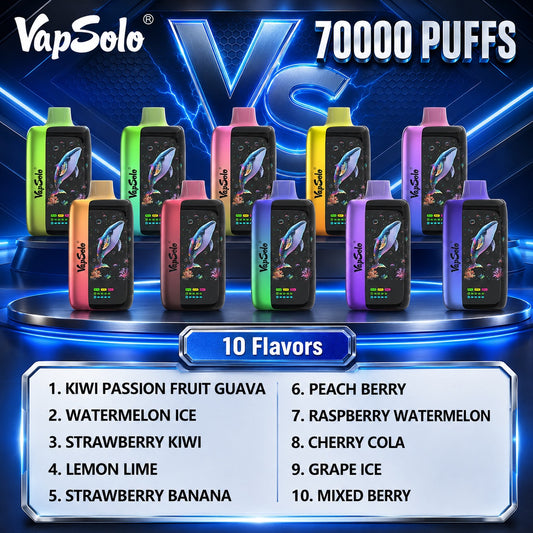 Vapsolo Master 70K Puffs vape desechable con 10 sabores disponibles