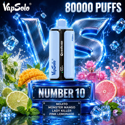 Vapsolo Quads 80K Puffs sabor Mojito, Monster Mango, Lady Killer y Pink Lemonade