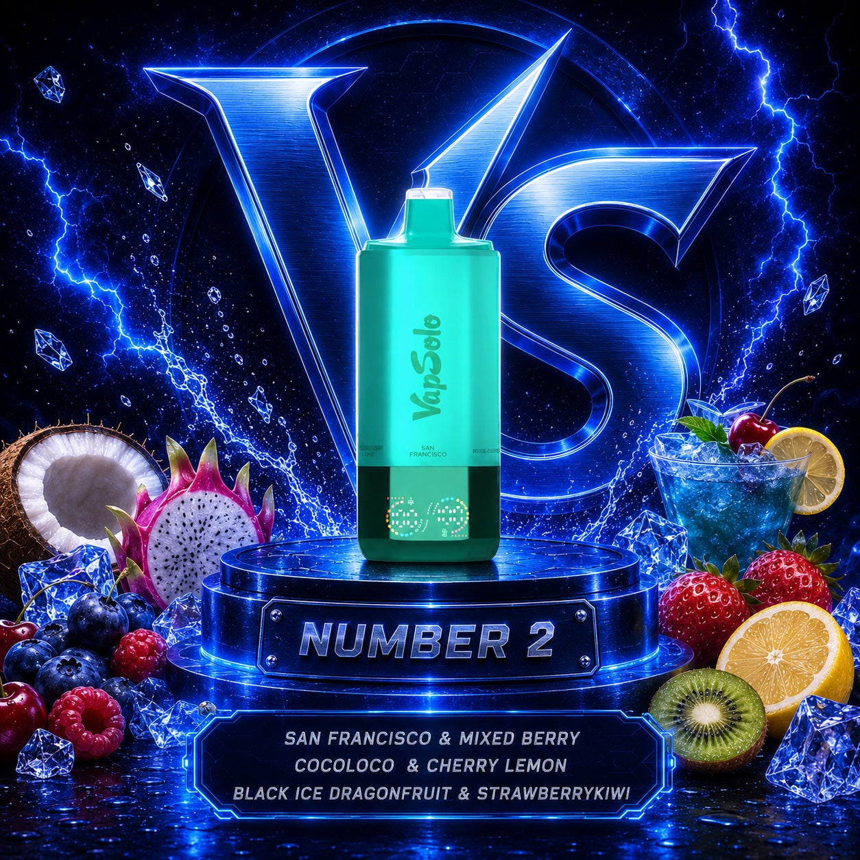 Vapsolo Sixer 180K Puffs vape desechable sabor San Francisco, Mixed Berry, Coco Loco, Cherry Lemon, Black Ice Dragon Fruit y Strawberry Kiwi