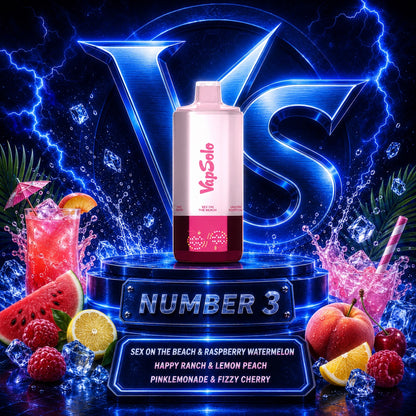 Vapsolo Sixer 180K Puffs vape desechable sabor Sex On The Beach, Raspberry Watermelon, Happy Ranch, Lemon Peach, Pink Lemonade y Fizzy Cherry