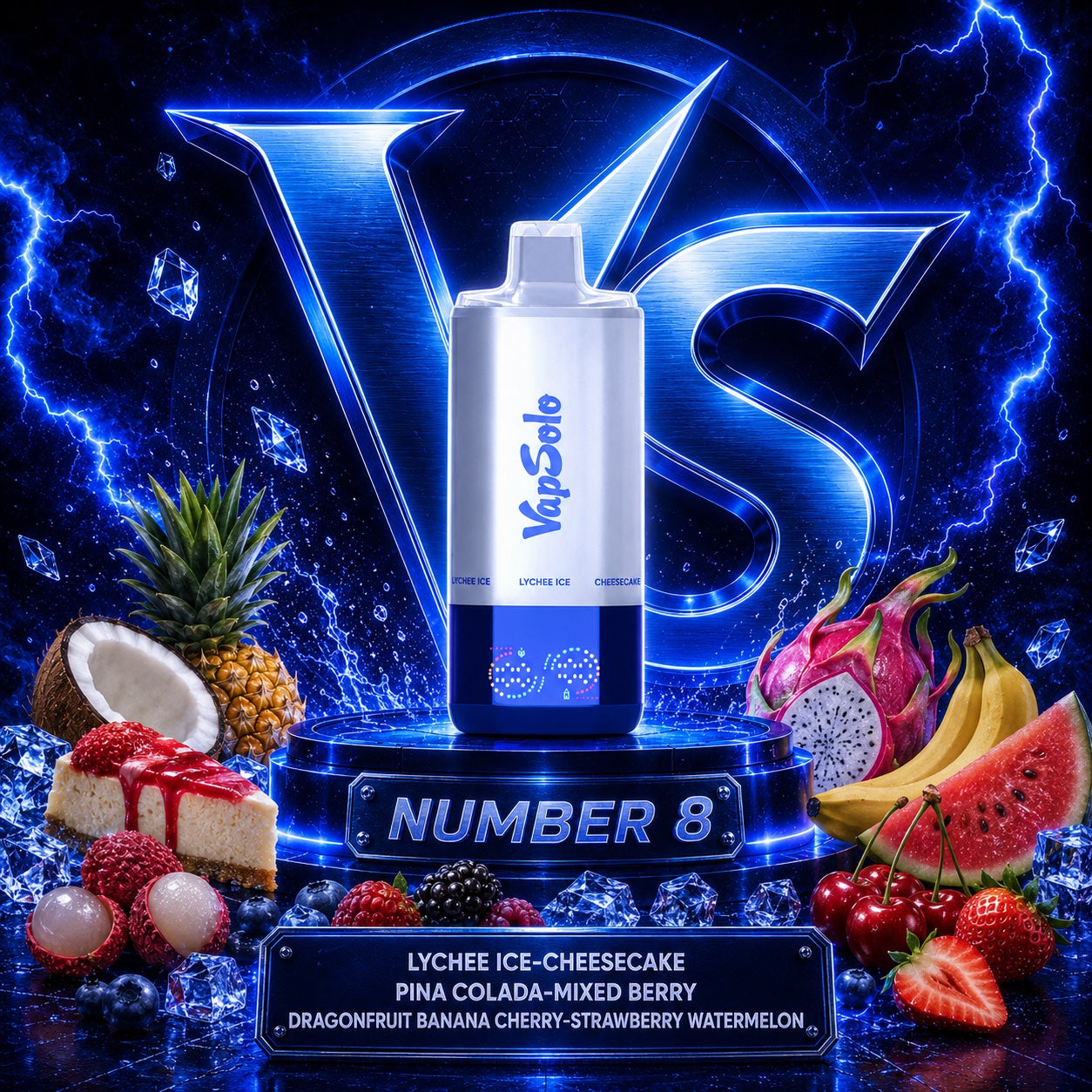 Vapsolo Sixer 180K Puffs vape desechable sabor Lychee Ice, Cheesecake, Pina Colada, Mixed Berry, Dragon Fruit Banana Cherry y Strawberry Watermelon