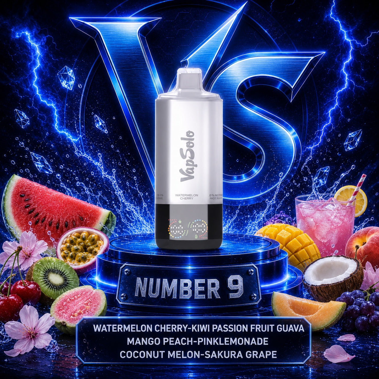 Vapsolo Sixer 180K Puffs vape desechable sabor Watermelon Cherry, Kiwi Passion Fruit Guava, Mango Peach, Pink Lemonade, Coconut Melon y Sakura Grape